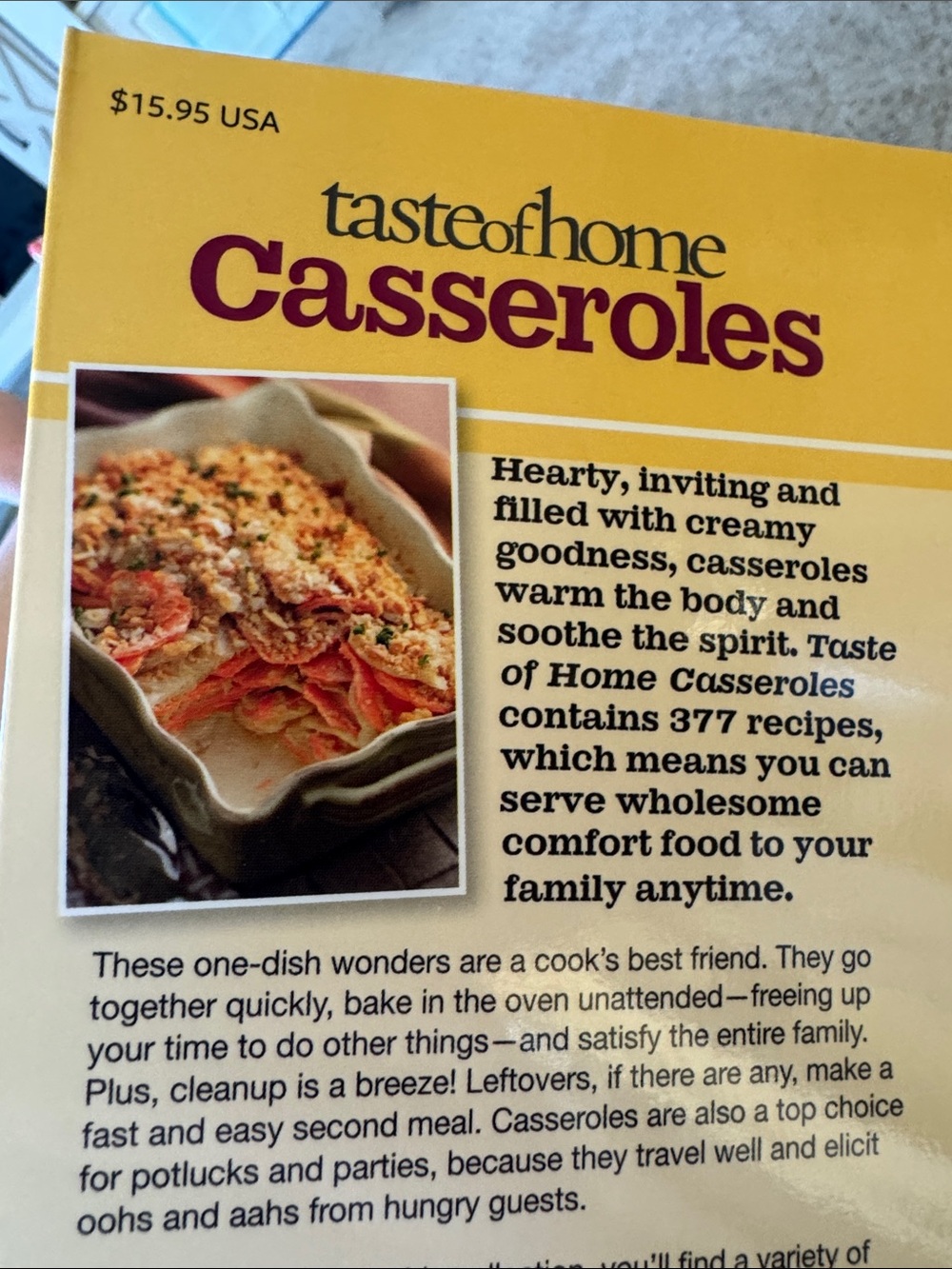 Taste of Home Casseroles 377 Recipe Dishes GUC Cookbook - Picture 2 of 5